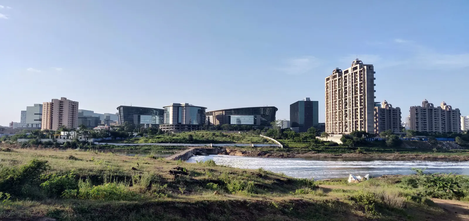 Kharadi IT corridor skyline across the Mula-Mutha river in Pune