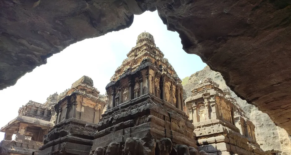 The Kailasa Temple at the Ellora caves near Aurangabad