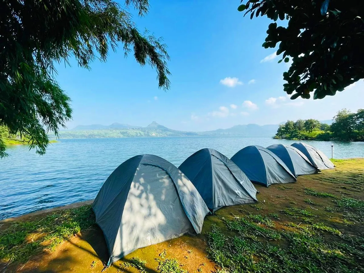 Tents beside Pawna Lake near Lonavala
