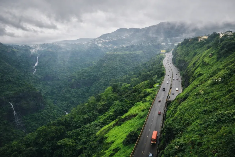 The Mumbai-Pune expressway through the ghats