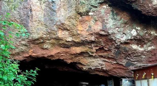 The cave mouth at Devil's Kitchen near Table Land, Panchgani